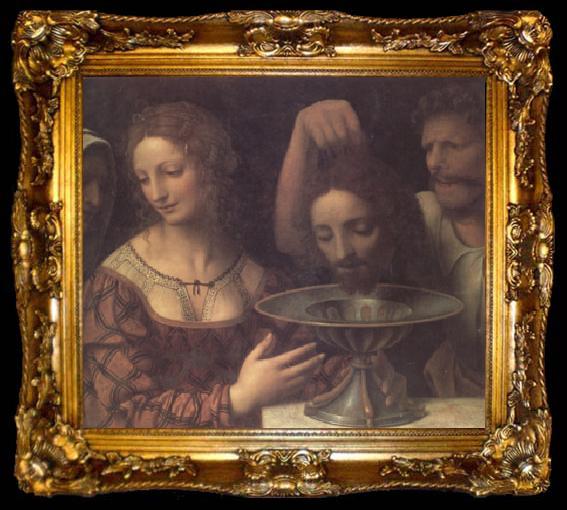 framed  LUINI, Bernardino The Executioner Presents John the Baptist